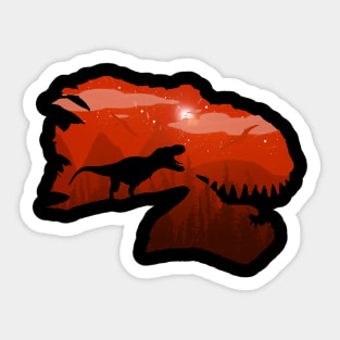 Red Sunset with T-Rex! Sticker